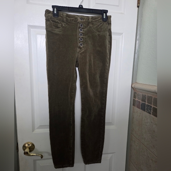 Anthropologie Pilco Green Button Fly Corduroy Skinny Pants Contemporary Size 28 - Picture 3 of 9